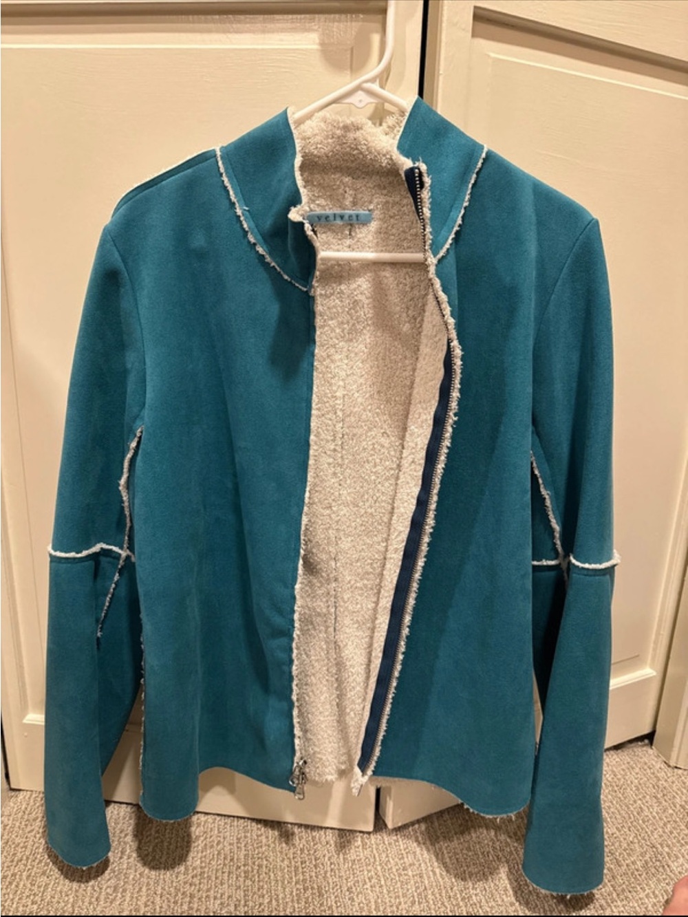 Velvet by Graham & Spencer Teal Faux-Suede Teddy-Lined Jacket